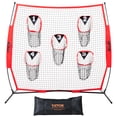 thumbnail image 1 of VEVOR 6 x 6 ft Football Trainer Throwing Net, Training Throwing Target Practice Net with 5 Target Pockets, Knotless Net Includes Bow Frame and Portable Carry Case, Improve QB Throwing Accuracy, Red, 1 of 9