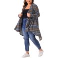 thumbnail image 4 of Agnes Orinda Women's Plus Size Cardigan Sweaters Lightweight Long Sleeve Open Front Knit Stripe Cardigans 3X Blue, 4 of 6