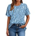 thumbnail image 5 of Hauts d'Été pour Femmes DYTTDG T-shirt à Fleurs Mode pour Femmes Grande Taille Col Rond Manches Courtes Décontracté Ample Tee Haut Hauts pour Femmes Liquidation Moins de 10 Multicolore,G, 5 of 5