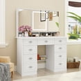 thumbnail image 3 of OXYLIFE Vanity Desk with Lighted Mirror, Makeup Dressing Table with 9 Drawer and Drawer Divier for Bedroom, 3 of 7
