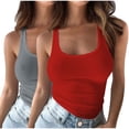 thumbnail image 1 of Plebaso 2 Pack Ribbed Tank Tops for Women Spaghetti Strap Slim Tops Scoop Neck Sleeveless Summer Tops, 1 of 4