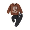 thumbnail image 1 of Fortune 0-3Y Baby Boys Fall Outfits Long Sleeve Letter Sweatshirt Drawstring Jogger Pants, 1 of 8