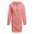 thumbnail image 4 of Robe à Capuche Décontractée pour Femmes Automne Manches Longues Chandail en Molleton Boutonné à Cordon Léger, 4 of 4