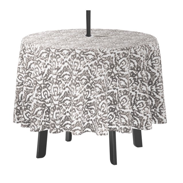 Vargottam Indoor/OutdoorRoundTablecloth 58 InchTablecloth With Umbrella Hole & Zip, Waterproof TableCloth, TableCovers For Backyard Table -Gray