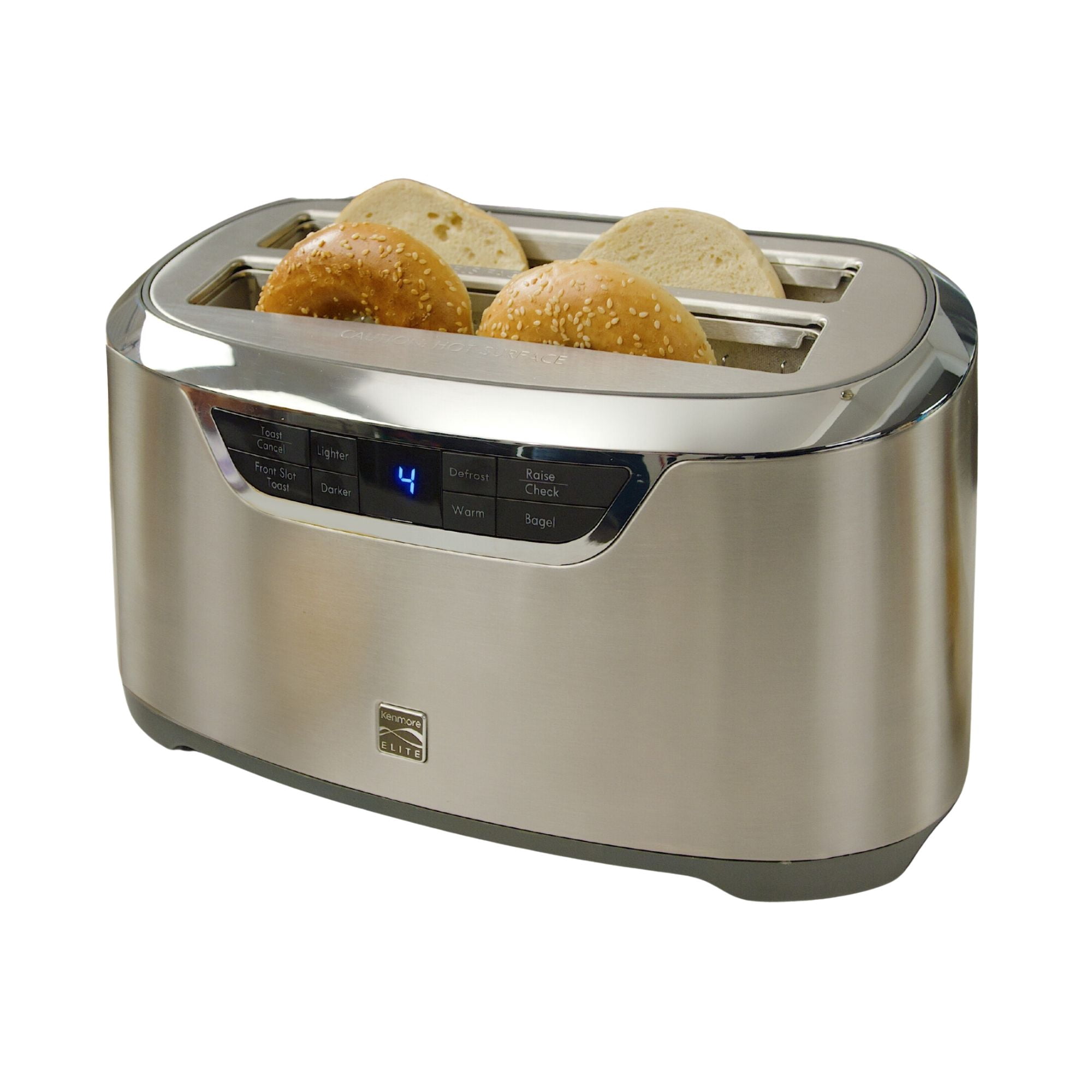 Kenmore Elite 4-Slice Auto-Lift Toaster, Long Slots for Bagels & Toast, Premium Stainless Steel Design