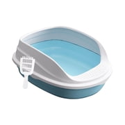 Tachiuwa Cats Litter Pan with High Sides Cat Small Dogs Bedpan for Kitty Small Animals Blue 38cm