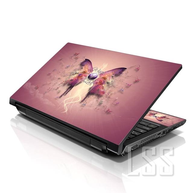 LSS Laptop Skin Sticker Decal Cover Purple Butterfly Fits 17" to 19" Laptops