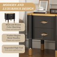 thumbnail image 3 of Contemporary 2 Drawers Nightstand With Curved Profile Design, Bedside Table With Metal Feather-Shaped Handles And Exposed Legs, End Table For Living Room And Bedroom, Easy Assembly, Black, 3 of 15