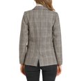 thumbnail image 3 of INSPIRE CHIC Blazer à Carreaux pour Femmes, Rentrée Scolaire, Revers Cranté, Manches Longues, un Bouton, Brun, P, 3 of 7