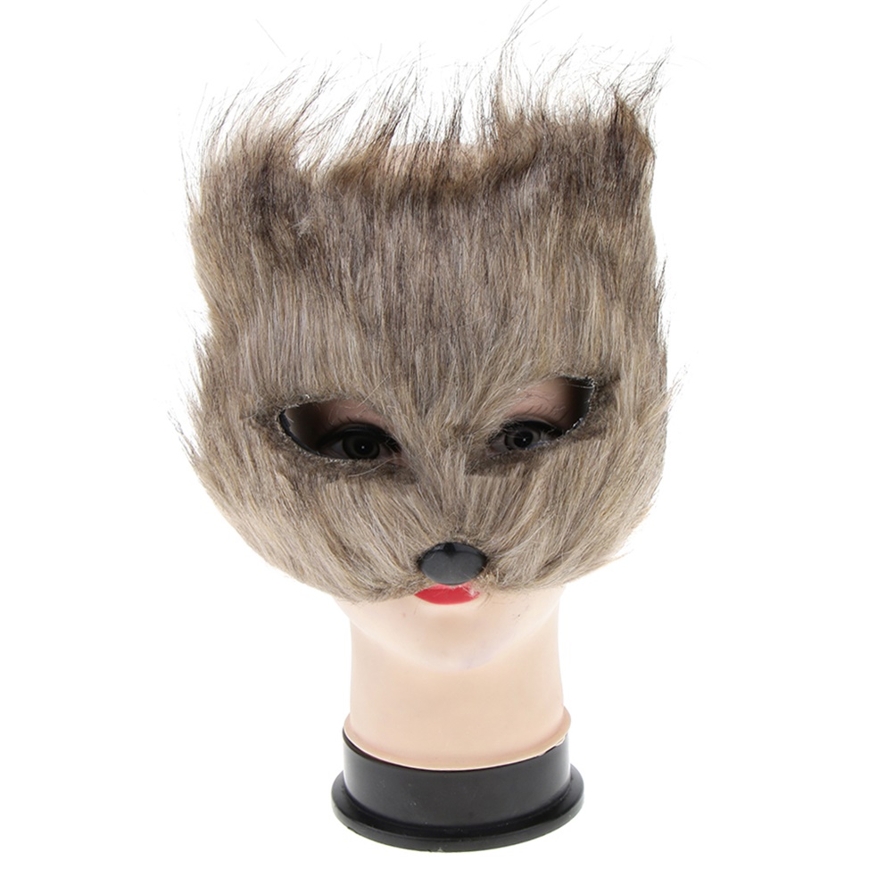 Halloween Fluffy Halloween Props Animal Half Face For Men And Women