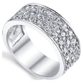 thumbnail image 2 of Sterling Silver Men's Wedding Band Engagement Ring With Cubic Zirconia CZ 9MM 3 Row, 2 of 7