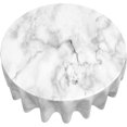 thumbnail image 3 of Grey White Marble Tablecloth Round 60 Inch Modern White Marble Table Cover Waterproof Polyester Marble Cover Table Kitchen Table Cloth Cover Anti-Slip Table Cover for Home Dinning Tabletop Decor, 3 of 6
