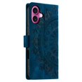 thumbnail image 3 of Flip Case for iPhone 16 Plus, Totem Embossed Flowers Premium PU Leather Wallet Folio Cover with Card Holder Kickstand Compatible with iPhone 16 Plus - Blue, 3 of 13