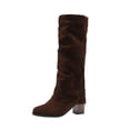 thumbnail image 2 of Women's Winter Thick High Heel Pointed Sleeve High Tube Suede Boots In Solid Color, 2 of 9