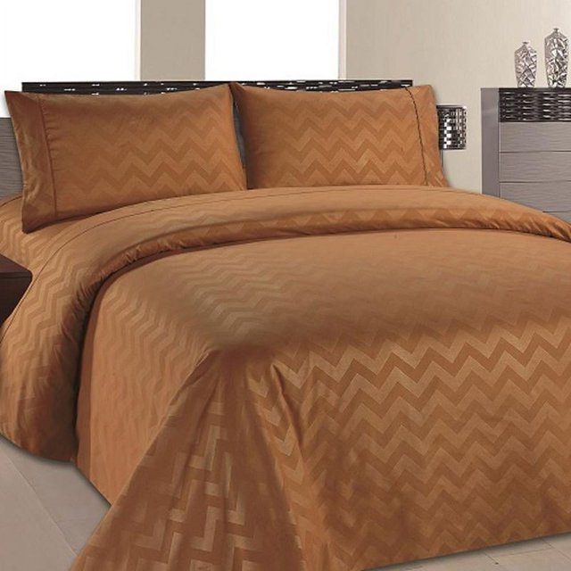 Home Sweet Home Ensemble de Draps en Microfibre à Poches Profondes pour Lit Très Grand Design Chevron (Épice)