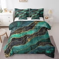 thumbnail image 1 of YST 7 Pcs Green Marble Comforter Set Queen, Gold Glitter Abstract Marbling Bed In A Bag With Flat Sheet And Fitted Sheet For Adults, Stone Pattern Fluid Bedding Set With Pillowcases & Shams, 1 of 5