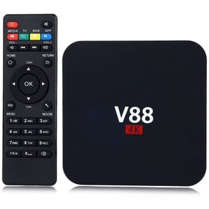 Android 6.0 TV Boîte supérieure Set Boîte supérieure, Quad-Core V88 WiFi Intelligent TV boîte 8GB ROM DDR3+1GB RAM 4K HDMI Complet HD H.265 avec télécommande sans fil (EU Prise)