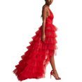 thumbnail image 3 of Fortune Women Tulle Skirt Solid Color Mesh Irregular Floor Length Party Skirt, 3 of 6