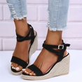 thumbnail image 2 of Womens Wedge Espadrilles Platform Cross Strap Ankle Buckle Open Toe Slingback Summer Sandals, 2 of 7