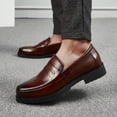thumbnail image 1 of LSLJS Chaussures en Cuir pour Hommes, Chaussures en Cuir pour Hommes Mode Décontractée Style Britannique Couleur Unie Bout Pointu Tendance Rétro Homme Affaires Mariage Tenue Formelle, 1 of 7