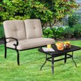 thumbnail image 4 of Patiojoy 2PCS Patio Conversation Set Outdoor Loveseat w/Coffee Table & Beige Cushions, 4 of 6