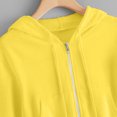 thumbnail image 4 of UPPADA Plus Size Cropped Sweatshirts for Women Trendy Zip Up Hoodies Basic Solid Color Jacket Drawstring Long Sleeve Crop Tops Fall Spring Pullover Tops Yellow,XXXL, 4 of 5