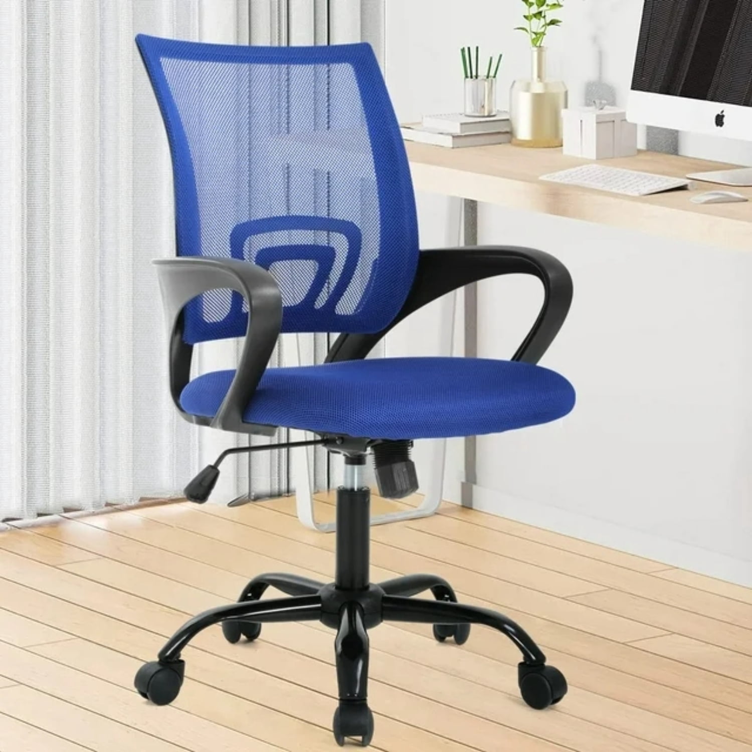 NiamVelo Mesh Office Chair Height Adjustable Ergonomic Computer Desk Chair Armrest Task Chair with Wheels for Adults, Blue