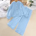 thumbnail image 2 of vdgthytj Toddler Boy Girl Fall Spring Clothes Kids Long Sleeve Button down Shirt and Wide Leg Pants 2PCS Lounge Outfit, 2 of 9