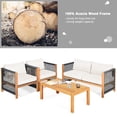 thumbnail image 4 of Costway 4PCS Wooden Patio Furniture Set CUS01hioned Sofa W/Rope Armrest White, 4 of 9