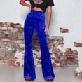 thumbnail image 4 of AherBiu Women's High Waisted Velour Bell Bottom Pants, Solid Color, Small US: 4, 4 of 7