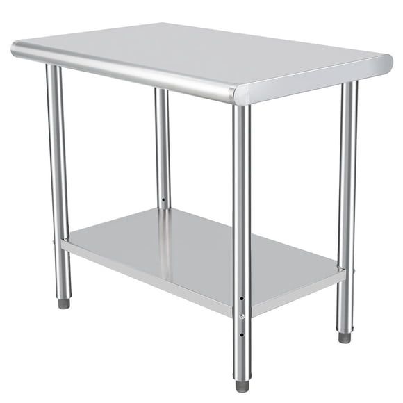 Table en Acier Inoxydable Table de Préparation Commerciale avec Dosseret, Table de Travail Robuste avec Tablette Inférieure Réglable pour Restaurant, Maison et Hôtel