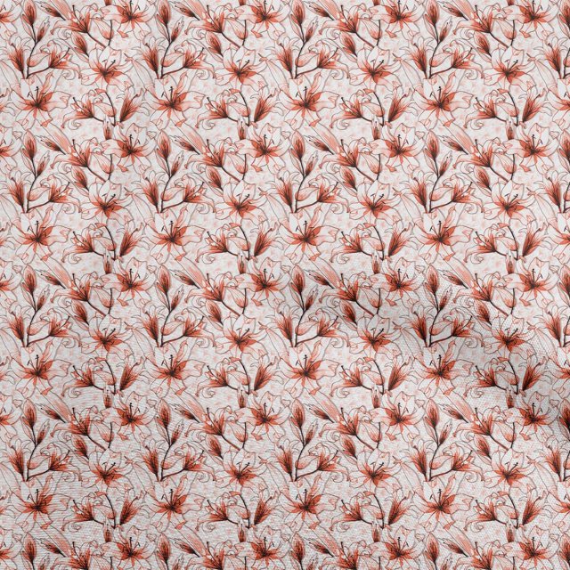 oneOone Rayon Orange Fabric Floral Sewing Material Print Fabric By The Yard 56 Inch Wide