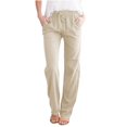 thumbnail image 1 of Pantalon Décontracté d'Été pour Femmes en Coton et Lin avec Poches, 1 of 7