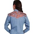 thumbnail image 2 of Scully PL-654-BLU-M Womens Western Shirt - Blue- Medium, 2 of 2