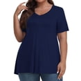 thumbnail image 2 of Timegard Womens Summer Tops Plus Size V-Neck Short Sleeve Comfy Long Tops Basic Tee Casual Loose Blouse, 2 of 7