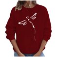 thumbnail image 1 of Penkiiy Blouses pour Femmes Hauts pour Femmes Automne Manches Longues Chandail Ample à Enfiler Chemise Décontractée Dames Imprimé Poitrine Col Rond Chandails Vin Vêtements Y2K, 1 of 8