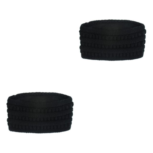 Decodeary Comfortable And Soft Winter Knitted Headbands For Women Cold Days Elastic And Stretchable Warm black 2Set