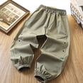 thumbnail image 2 of Lenpel Pantalon Cargo Décontracté pour Garçons, Taille Élastique, à Enfiler, Bas Resserré, Pantalon de Randonnée Extérieur, Joggers Amples pour Enfants (Vert Armée, 9-11 Ans), 2 of 4