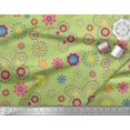 thumbnail image 2 of Soimoi Green Poly Georgette Fabric Insect & Floral Clip Art Decor Fabric Printed BTY 52 Inch Wide, 2 of 3