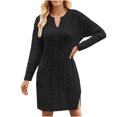 thumbnail image 1 of Dvkptbk Chandails pour Femmes Nouveau Chandail Torsadé à Fleurs Mi-Long Tricoté Fendu Ample Robe Chandail Vêtements en Liquidation, 1 of 2