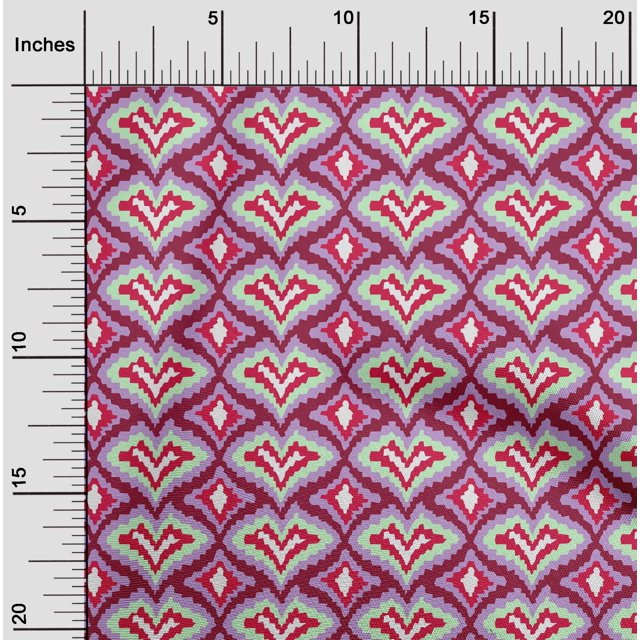 oneOone Georgette Viscose Fabric Ogee Flame Stitch_Printed Craft Fabric BTY 42 Inch Wide
