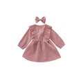 thumbnail image 3 of Kmbangi Baby Girl High-Waist Ruffle Buttons Princess Pleated Dress Headband, 3 of 9