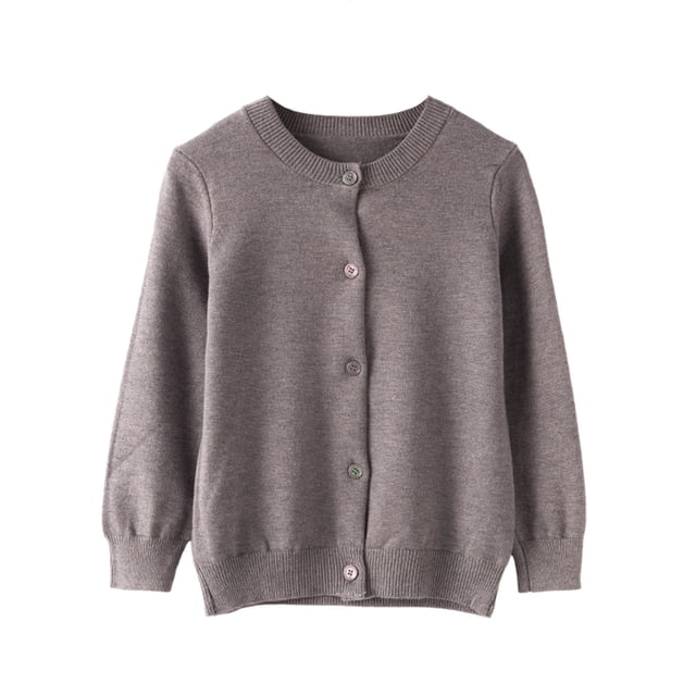 LIJCC Girls Classic Knit Cardigan Sweaters Crew Neck Button-Down Solid Color Cotton Knit Sweater School Uniforms Cotton Cardigan Button Front Outerwear