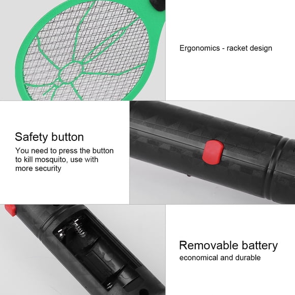 WALFRONT Cordless Battery Power Electric Fly Mosquito Swatter Bug Zapper Racket Insects Killer, Bug Zapper Racket, Electric Fly Swatter
