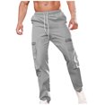 thumbnail image 2 of AherBiu Cargo Pants For Men Drawstring Elastic Waisted Straight Leg Swaetpants With Multi Pockets Casual Athletic Workout Trousers, 2 of 6