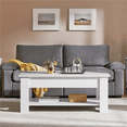 thumbnail image 3 of FullFurnique Lift Top Coffee Table with Large Hidden Compartment and Storage Open Shelf, White, 3 of 9
