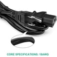 thumbnail image 2 of 5ft Power Cord, Replacement Monitor TV Computer Power Cable, 18 AWG 3 Prong AC Power, 2 of 9