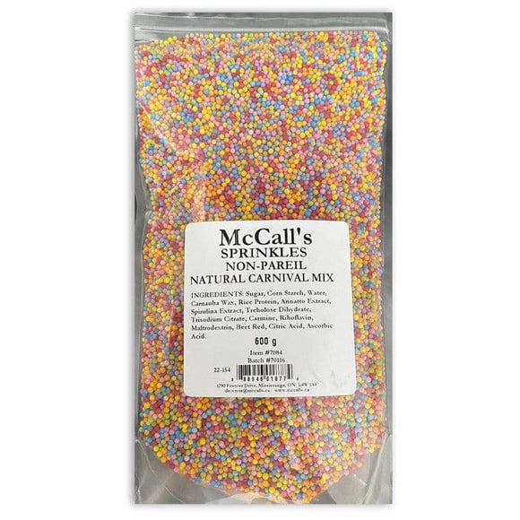 McCall's - Vermicelles Naturels de Carnaval Nonpareils - 1 Unité - 600 Lb - Vermicelles Comestibles Colorés et Amusants pour la Pâtisserie et la Décoration (1 Unité)