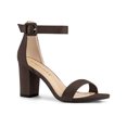 thumbnail image 1 of BLISSFUL STEP Women's Shoes Ankle Strap Block Heel Buckle Open Toe Sandals Coffee 4.5, 1 of 7