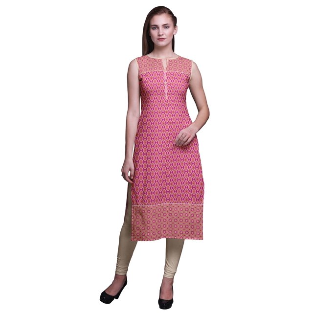 Bimba Kurti Droite Imprimée pour Femmes Sans Manches Tenue d'Été Kurta Tunique Moyen